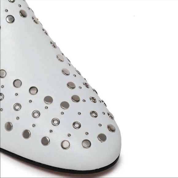 NEW Sandro Bary Studded Leather Loafers white 8 white - Picture 2 of 14